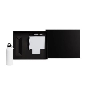 Kit Com Squeeze, Caneta E Caderno - Branco - 3 Pçs Personalizado