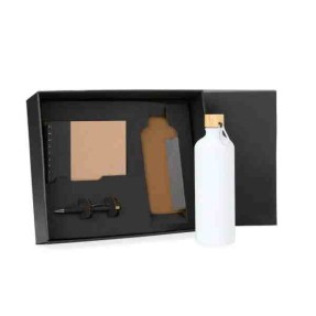 Kit Garrafa, Caderno E Caneta - 3 Pçs Personalizado com Logo