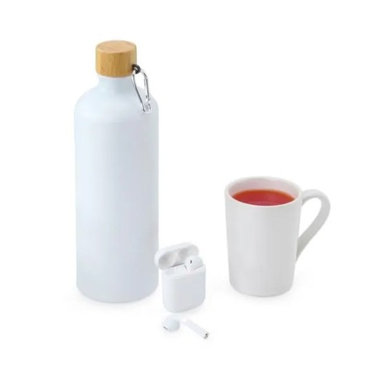 Kit Garrafa, Caneca E Fone Bluetooth - 3 Pçs Personalizado 