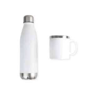 Kit Garrafa e Caneca Branca Personalizado