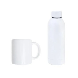 Kit Garrafa E Caneca - Branco - 2 Pçs Personalizado 