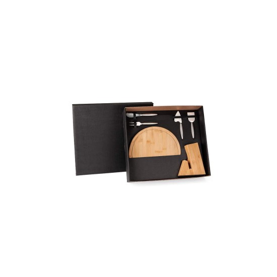Kit para Queijo Com Cepo Em Bambu / Inox Personalizado 