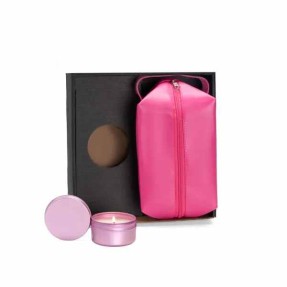 Kit Vela Aromatizada E Necessaire - Rosa - 2 Pçs Personalizado